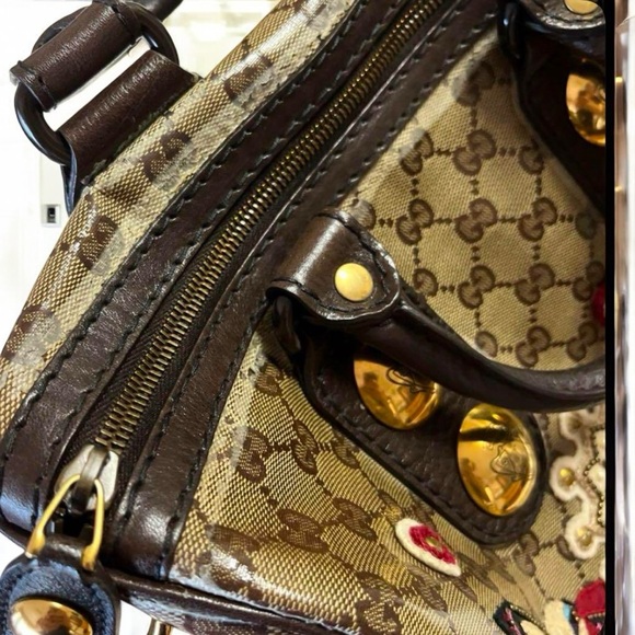 GUCCI GG CRYSTAL FABLE BABOUSKA BOSTON Vintage Classic Handbag Italy w/COA - Picture 4 of 16